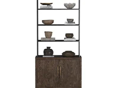 FRENCH CONTEMPORARY  DOUBLE-DOOR-OPEN-SIDEBOARD-HUTCH 3D model