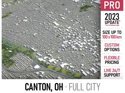 Canton - 3D City Model Low-poly 3D model
