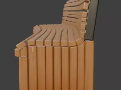 Wooden Park Bench 3D Model 3D model