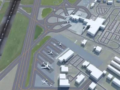 Eugene Airport 10km Low-poly 3D model