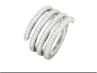 Twisted Top Ring with Four Diamond-Adorned Stripes Free 3D print model