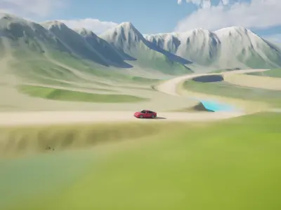 Unreal road Realistic Scene 3D model