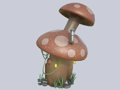 Mushroom house Low-poly 3D model
