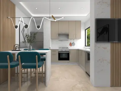 living room interior scene 3D model 3D model