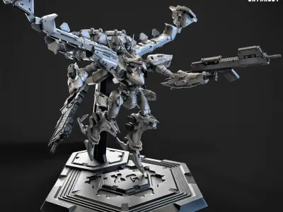 White Sparkle Mech 100mm 3D print model