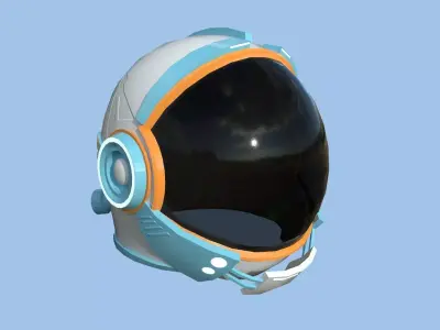 Astronaut Helmet 02 - White Blue - Character Design Fashion Low-poly 3D model