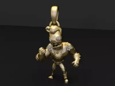 robbot gold pendant 3d printable model  3D print model