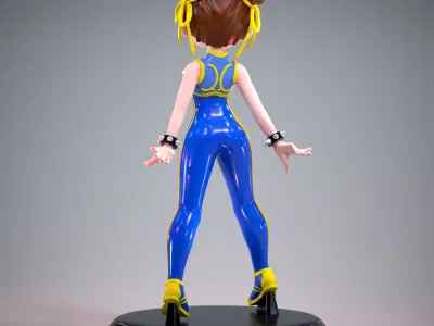 Mini Chun Li Alpha Outfit 01 - Street Fighter Game Figure 3D print model