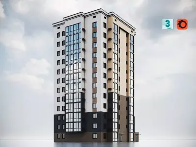 Modern Residential Building 010 3D model
