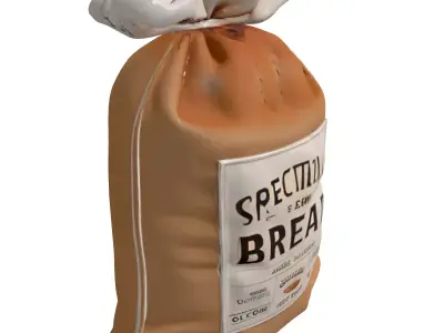 Rustic Flour Bread Sack Low-poly 3D model