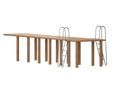 Coastal wooden jetty 3D model