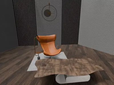 3D Scene Modern Minimalist Lounge Low-poly 3D model