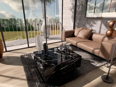 Modern Loft Living room interior 3D Model  Low-poly 3D model