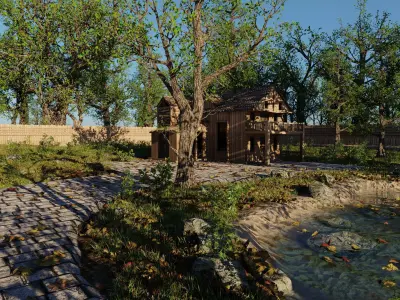 Abandoned Cabin Scene 3D model