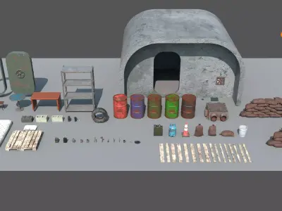 Post-Apocalyptic Props Asset Pack Low-poly 3D model