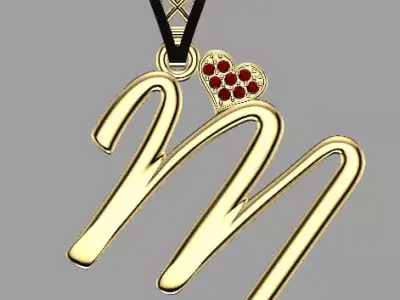 Alphabet Charm-Pendant - Letter M - P-65 3D print model