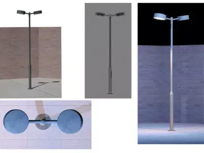 light-small-double-pedestrian street lamp 3D model
