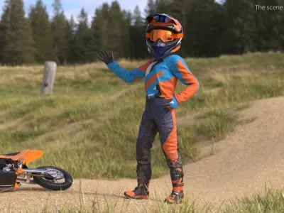  Kids Dirt Bike Racer Covered in Mud Rigged 