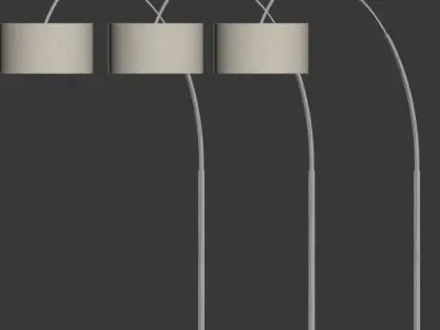 Overarching Linen Shade Floor Lamp 3D model