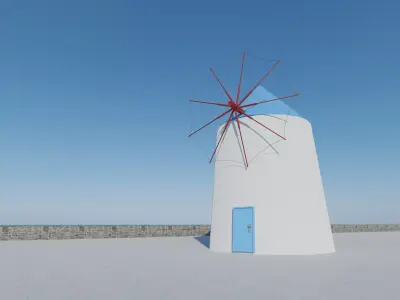Greek Windmill  Low-poly 3D model