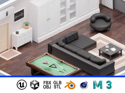 Room 28 Low-poly 3D model