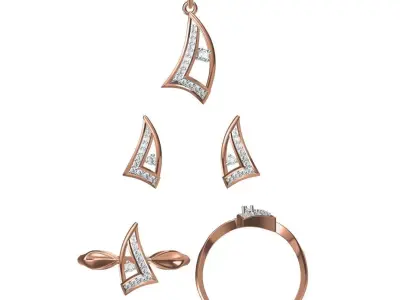 Light wt Ring Earrings Pendant set 3dm stl 1-render details 3D print model 19