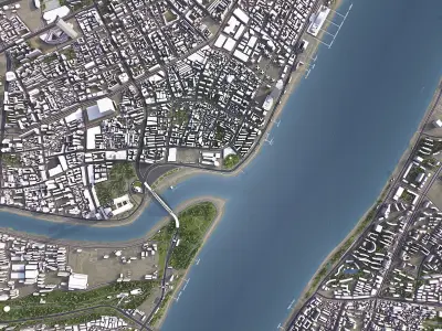Wuhan - 3D City Model Low-poly 3D model
