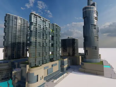 City-modern city- urban 3D model