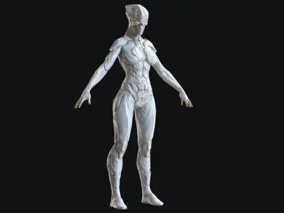 Sci-Fi Robot Low-poly 3D model 3