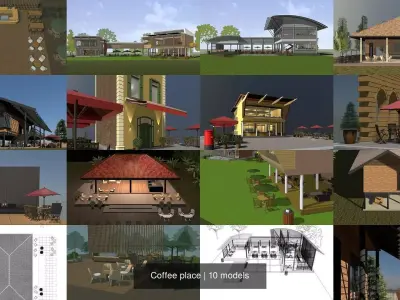 Cafe shop 3D Model Pack