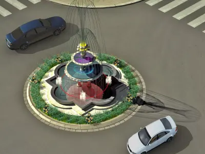 3D Fountain in middle of street 3D model