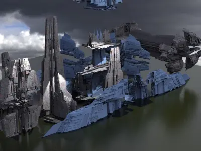 Stargate Pyramid City Ships 19 models 3D model