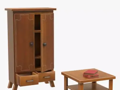 Cupboard and table 3D model
