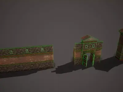 Medieval Castle Tower Wall Pack Low-poly 3D model