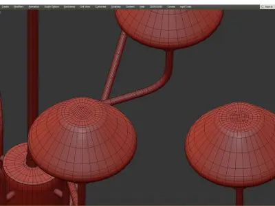 Gray Glass Mushrooms Low-poly 3D model