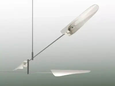 Sarus modern light fixture with four metal rods hanging from it 3D model
