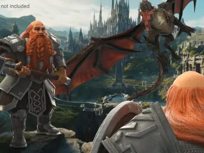  Dwarf Fighter in Chainmail with Hammer Rigged 