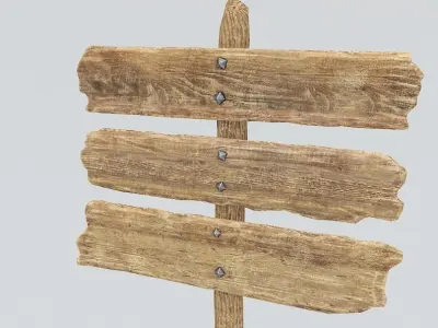 Signpost8 wooden sign on pole Low-poly 3D model
