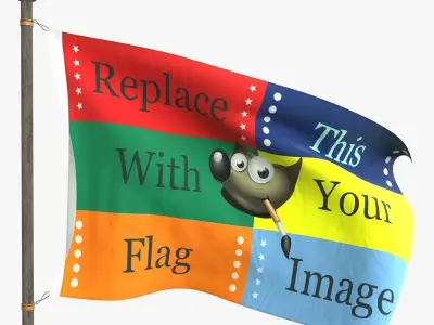 Flag Collection 1 pole flags 3D model
