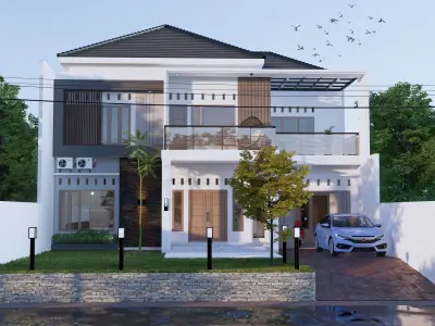 Minimalist House 2 Floors full furniture and interior 3D model