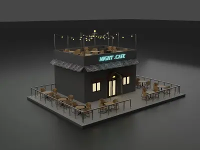 cafe and hotel 3D model