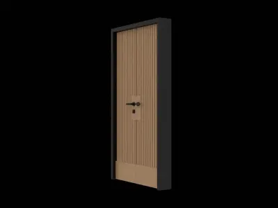 Sustainable Wood Grooved Panel Double Door 3D model