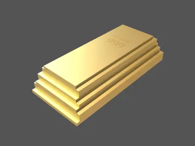Voxel Gold Bars v1 002 Low-poly 3D model