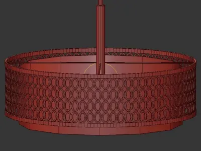 Ramond 3 light drum pendant in polished brass 3D model