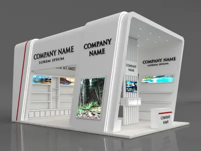 Booth Exhibition Stand Stall 6x9m Height 500 cm 3 Side Open 3D model purchase