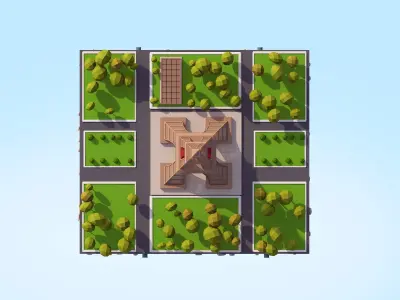 Cartoon Low Poly Eiffel Tower Landmark Low-poly 3D model