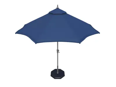 Blue Patio Umbrella with Stand 3D model