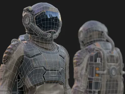 SX01 Male Space Suit LITE VERSION Low-poly 3D model