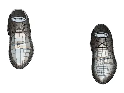 Cartoon High Poly Subdivision Brown Shoes Low-poly 3D model