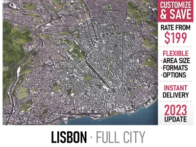 Lisbon - 3D City Model Low-poly 3D model